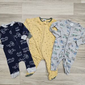 Gerber Baby Boy Sleeper Pajamas Trucks Vehicles Size 3 Months